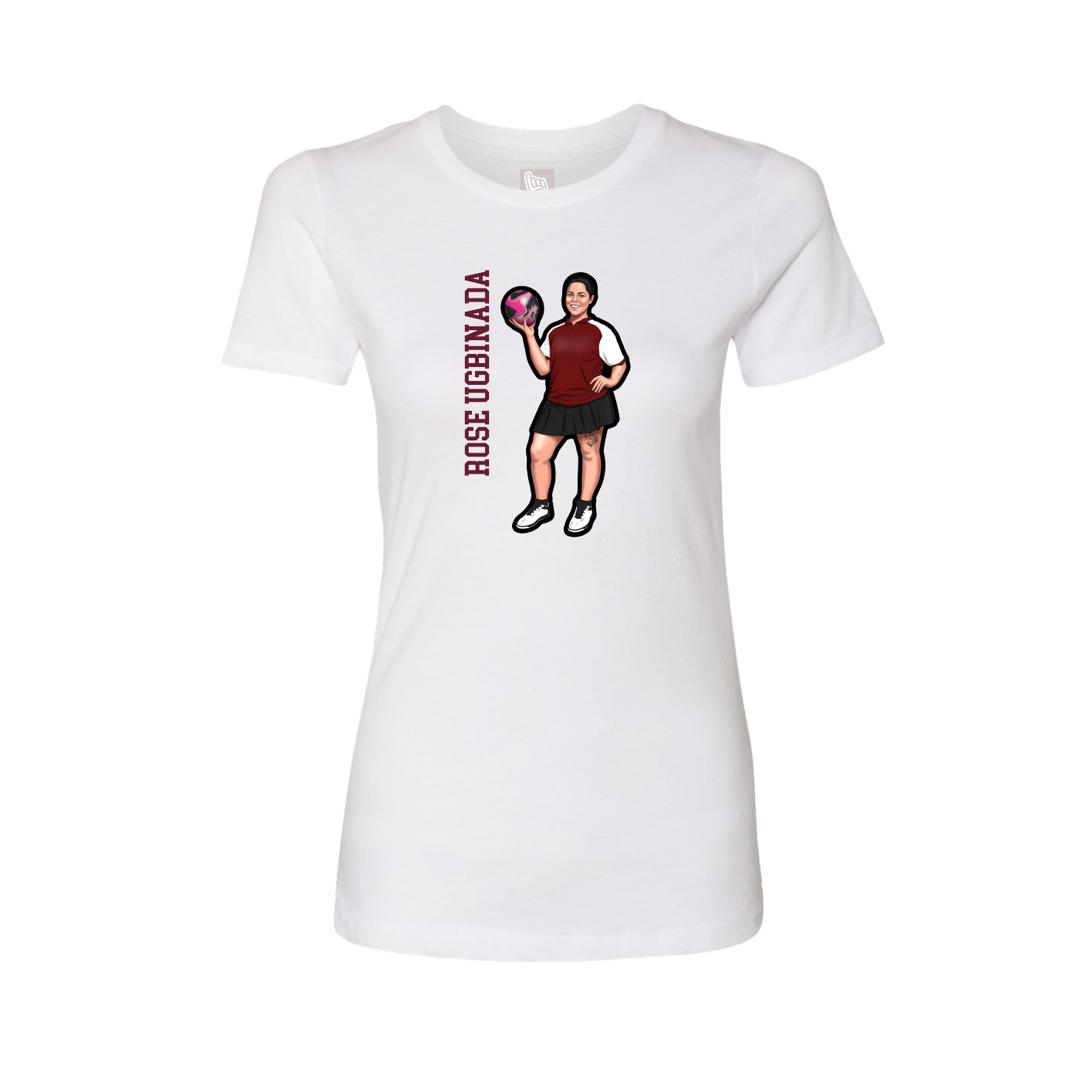 Fitted Women's Tee — Name Vertical in White