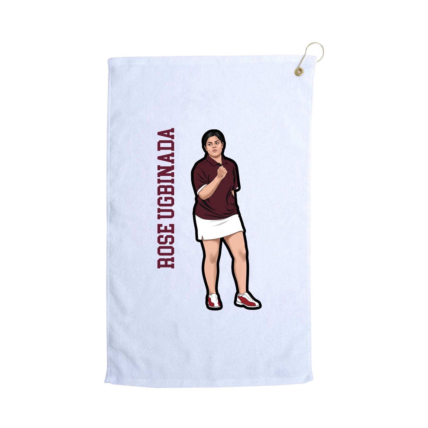 Golf Towel — Name Vertical in White