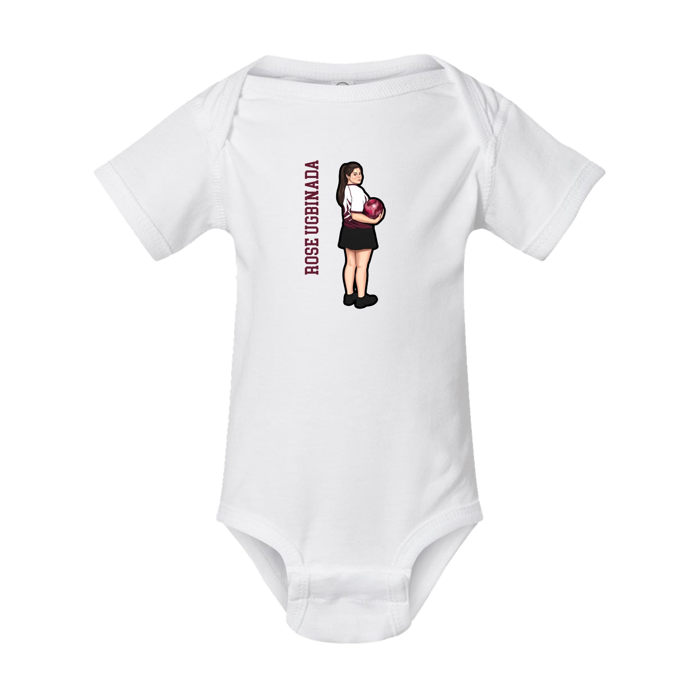Baby Onesie — Name Vertical in White