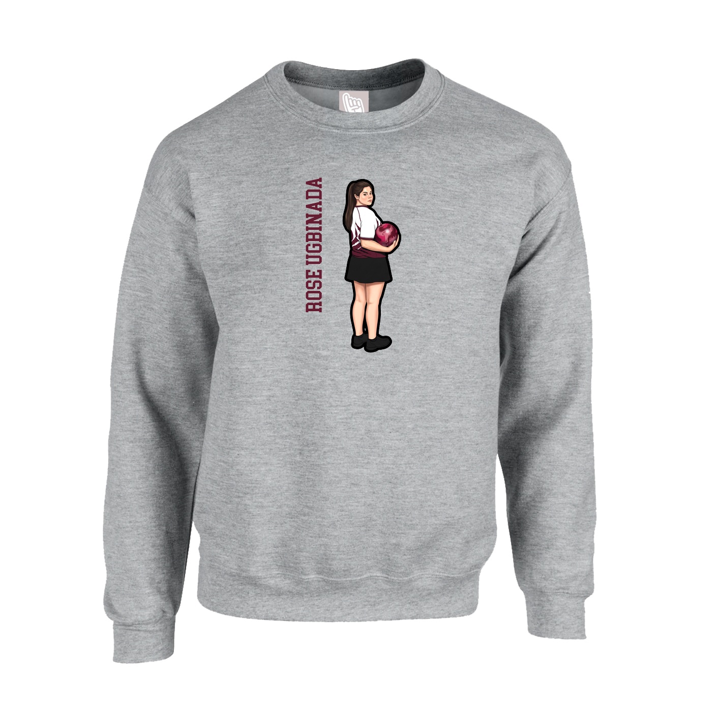 Fleece Crew — Name Vertical in Grey