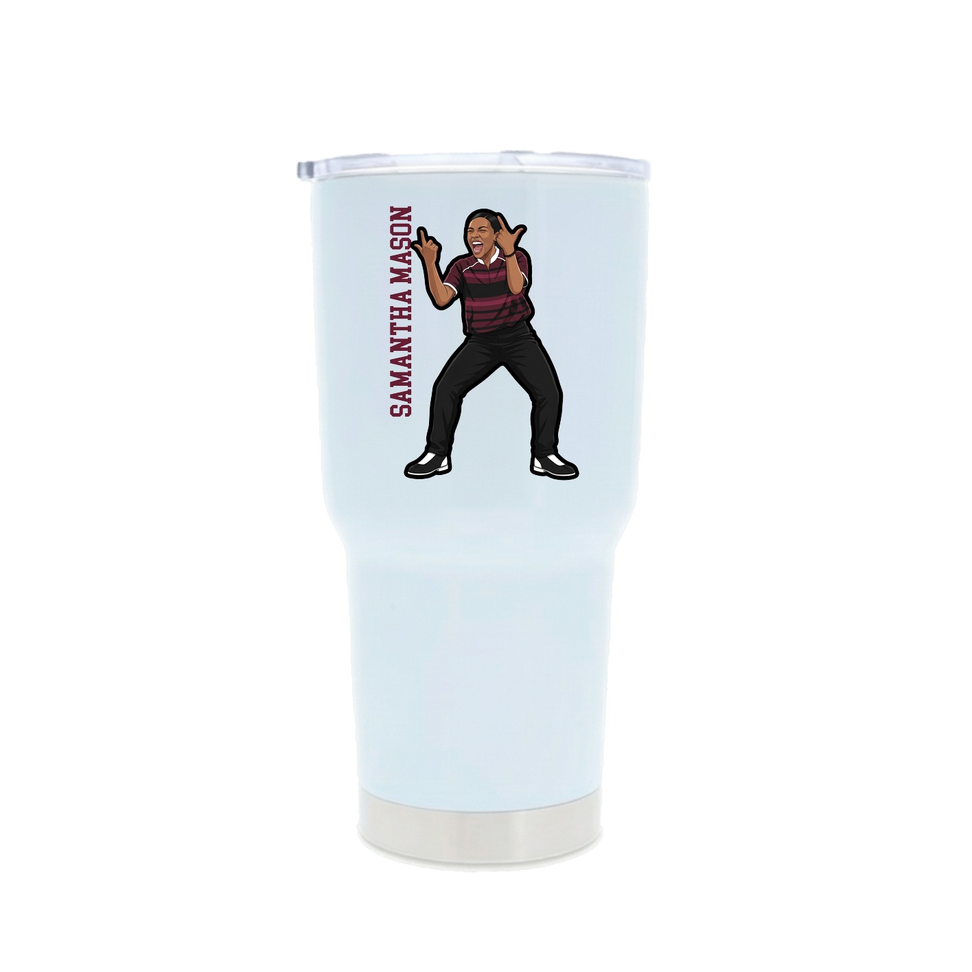 30oz Stainless Steel Tumbler — Name Vertical in White
