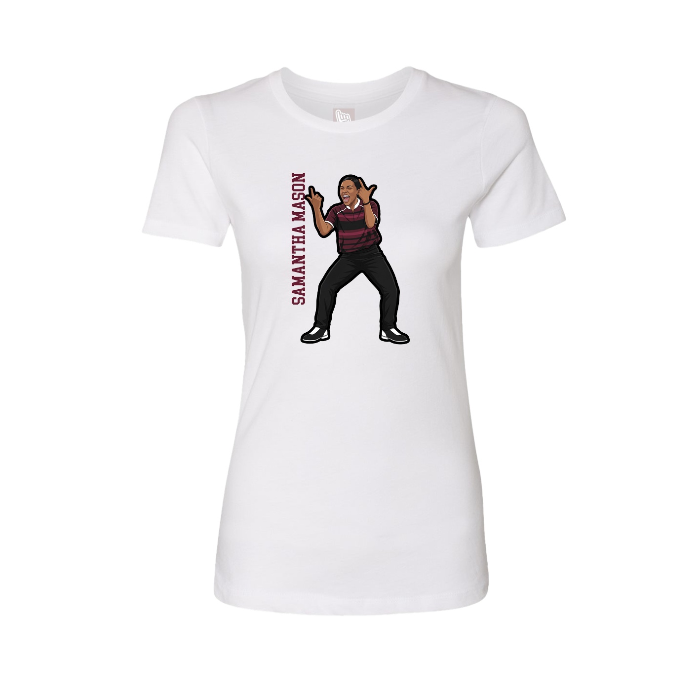 Fitted Women's Tee — Name Vertical in White