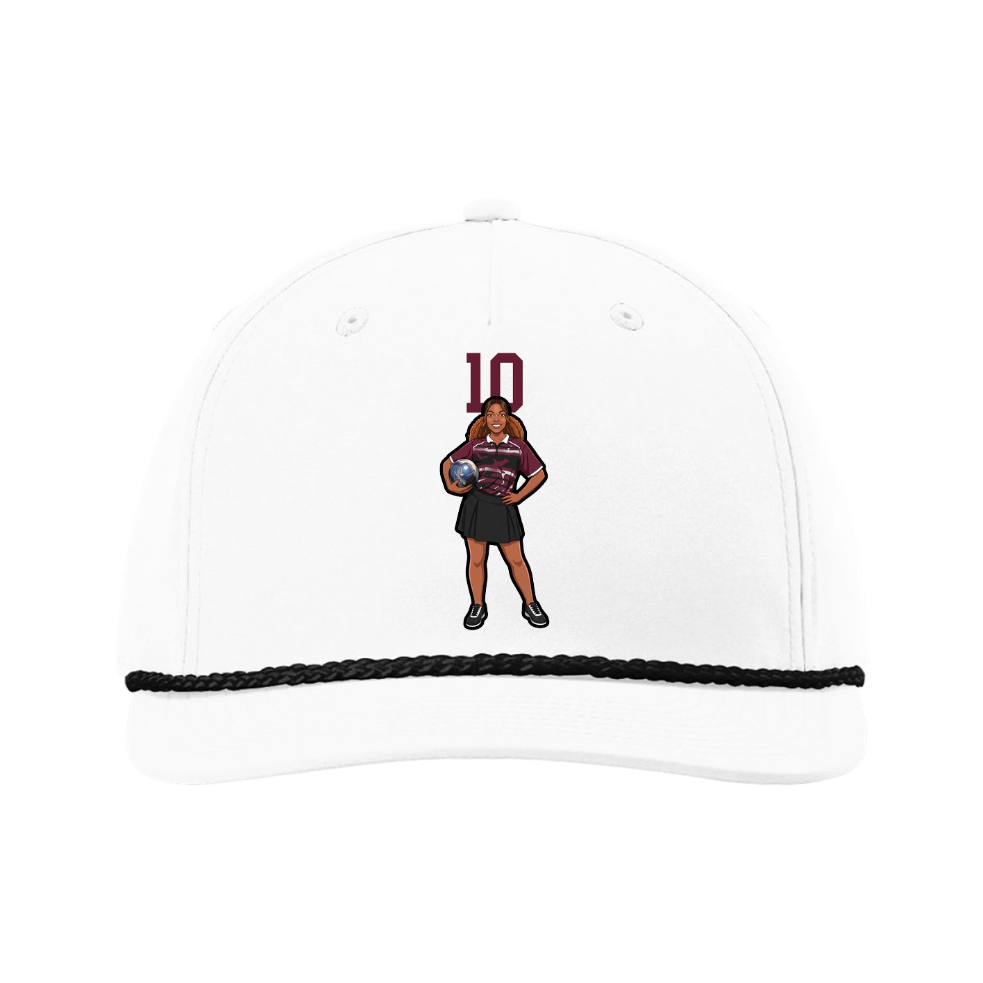 Five-Panel Classic Rope Cap — Number Top in White