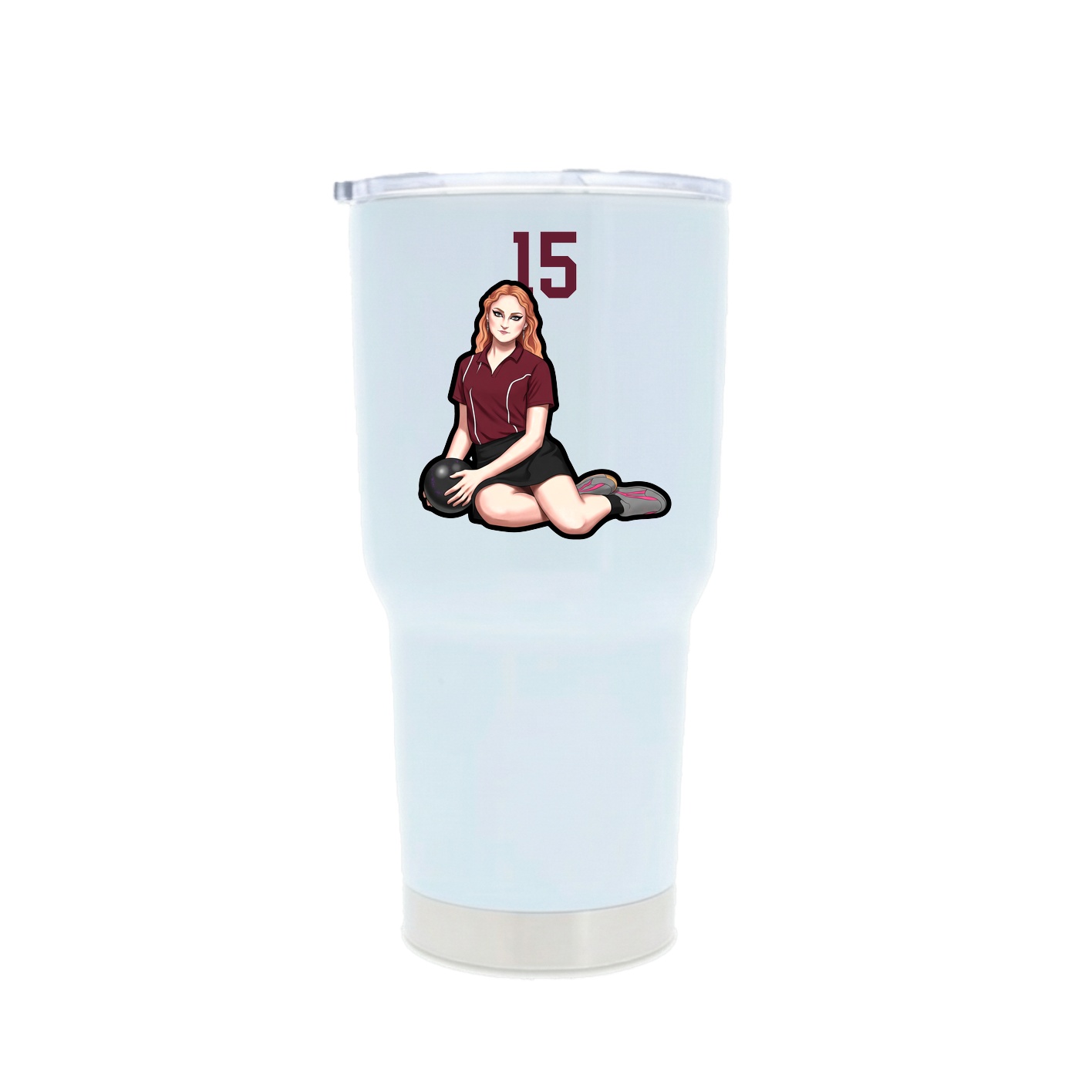 30oz Stainless Steel Tumbler — Number Top in White