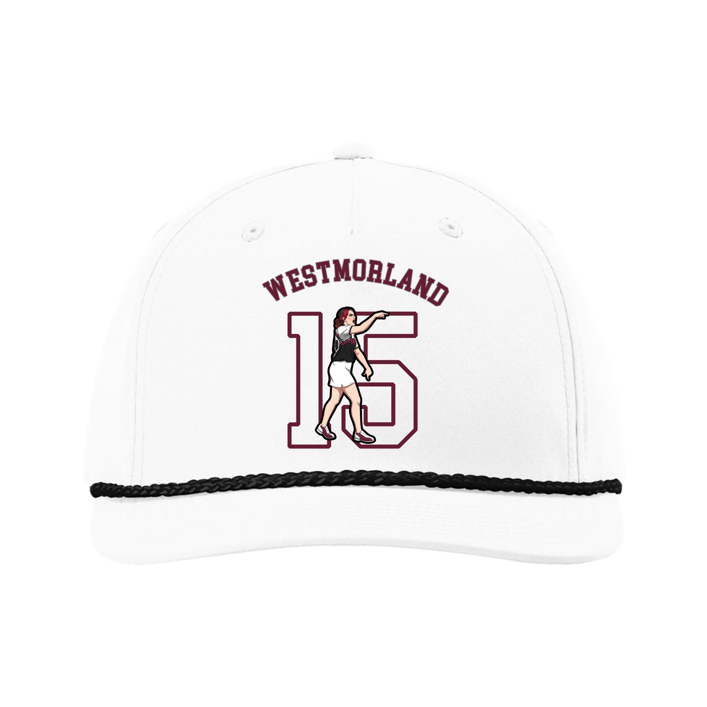 Five-Panel Classic Rope Cap — Shirsey Arch in White