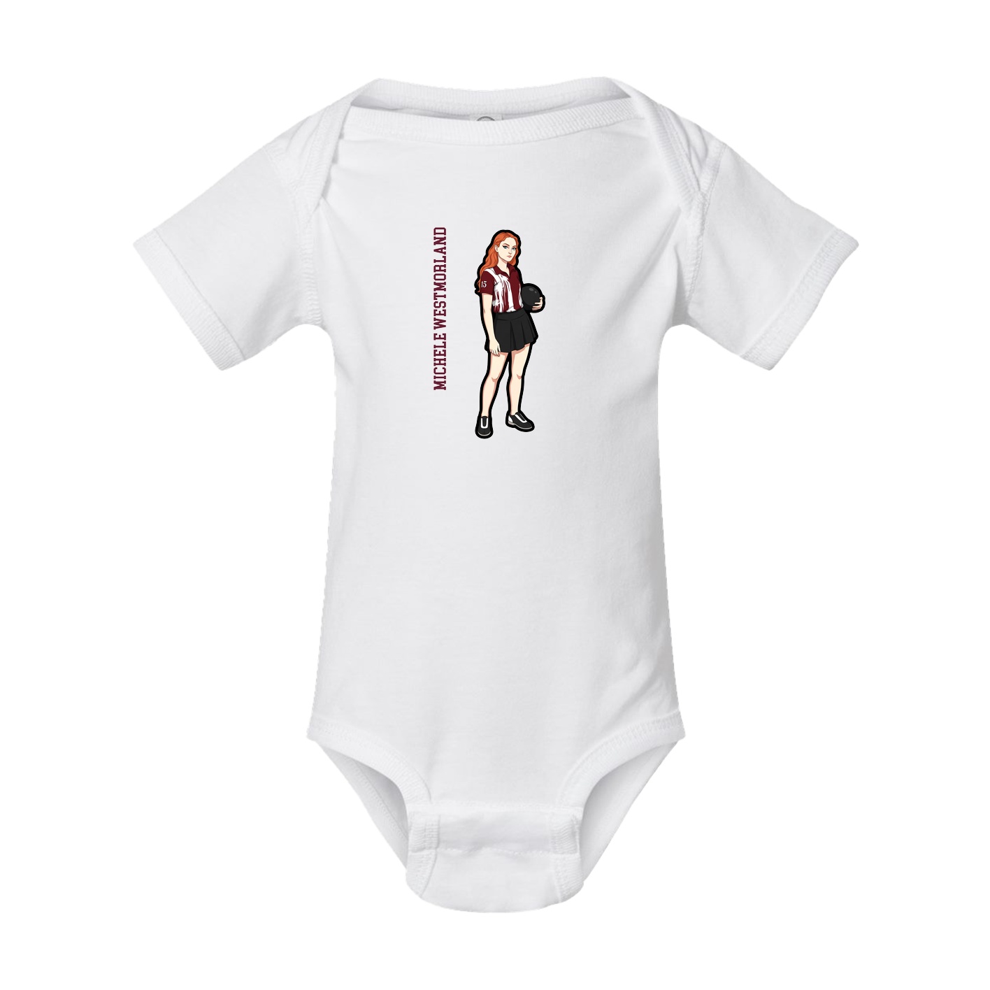 Baby Onesie — Name Vertical in White