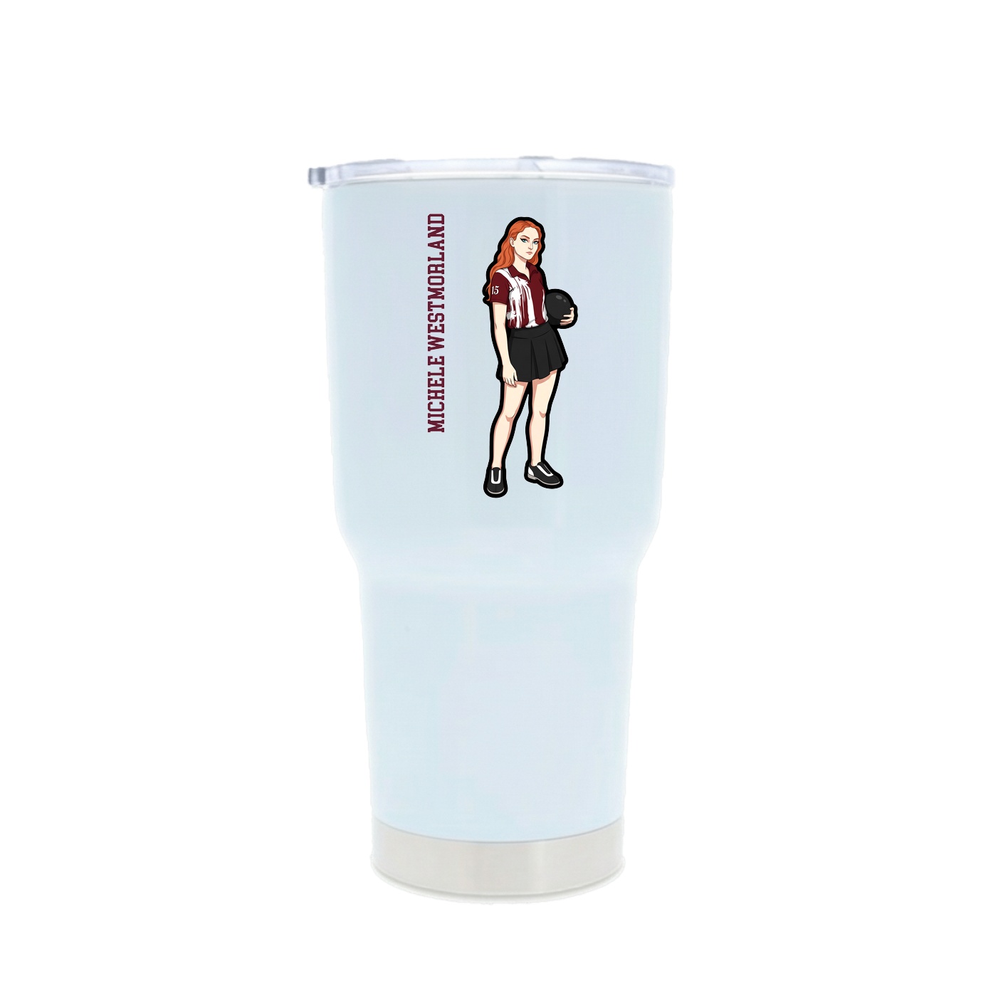 30oz Stainless Steel Tumbler — Name Vertical in White