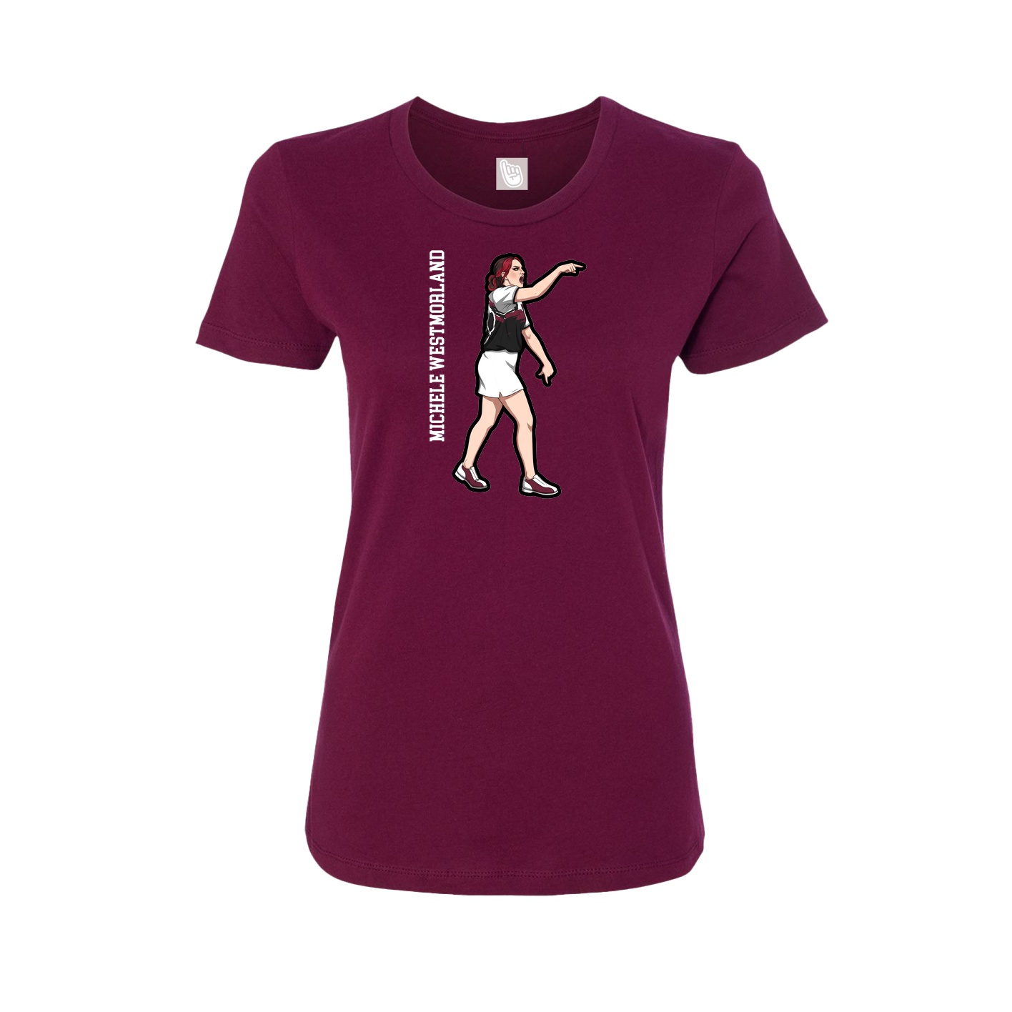 Womens Tee — Name Vertical in Maroon