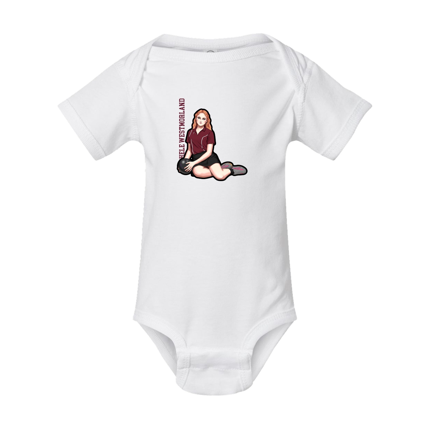 Baby Onesie — Name Vertical in White