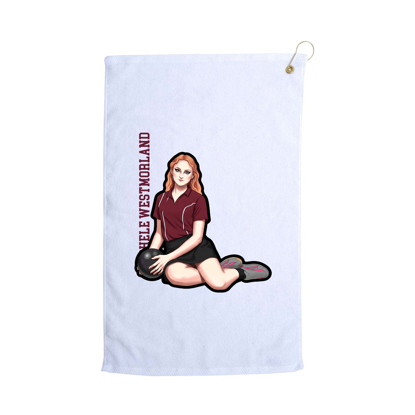 Golf Towel — Name Vertical in White