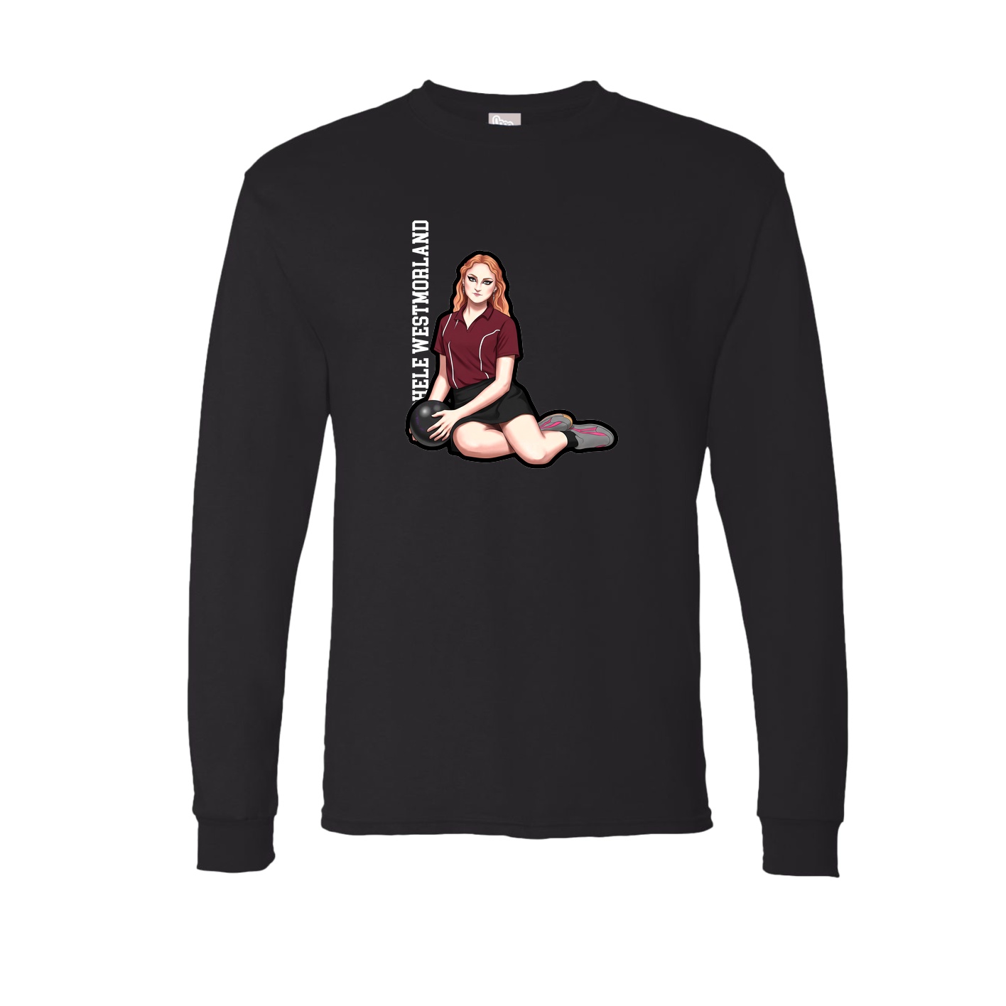 Long Sleeve Tee — Name Vertical in Black