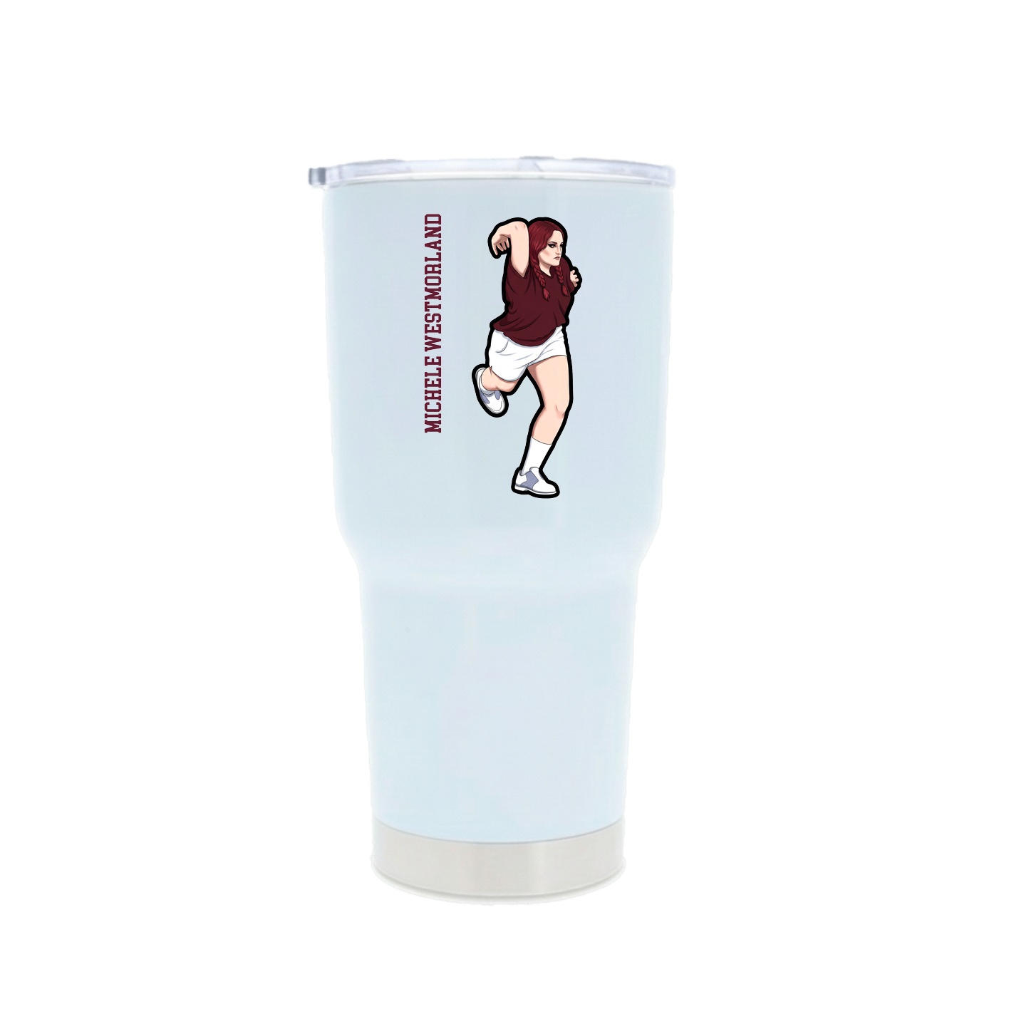 30oz Stainless Steel Tumbler — Name Vertical in White