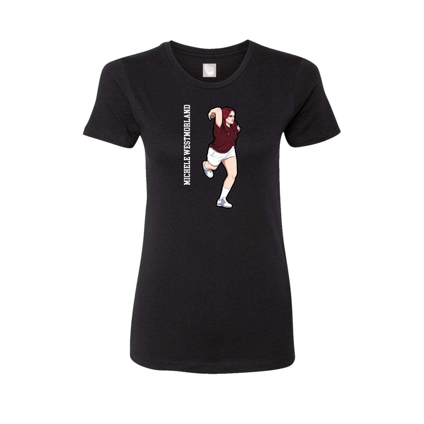 Womens Tee — Name Vertical in Black