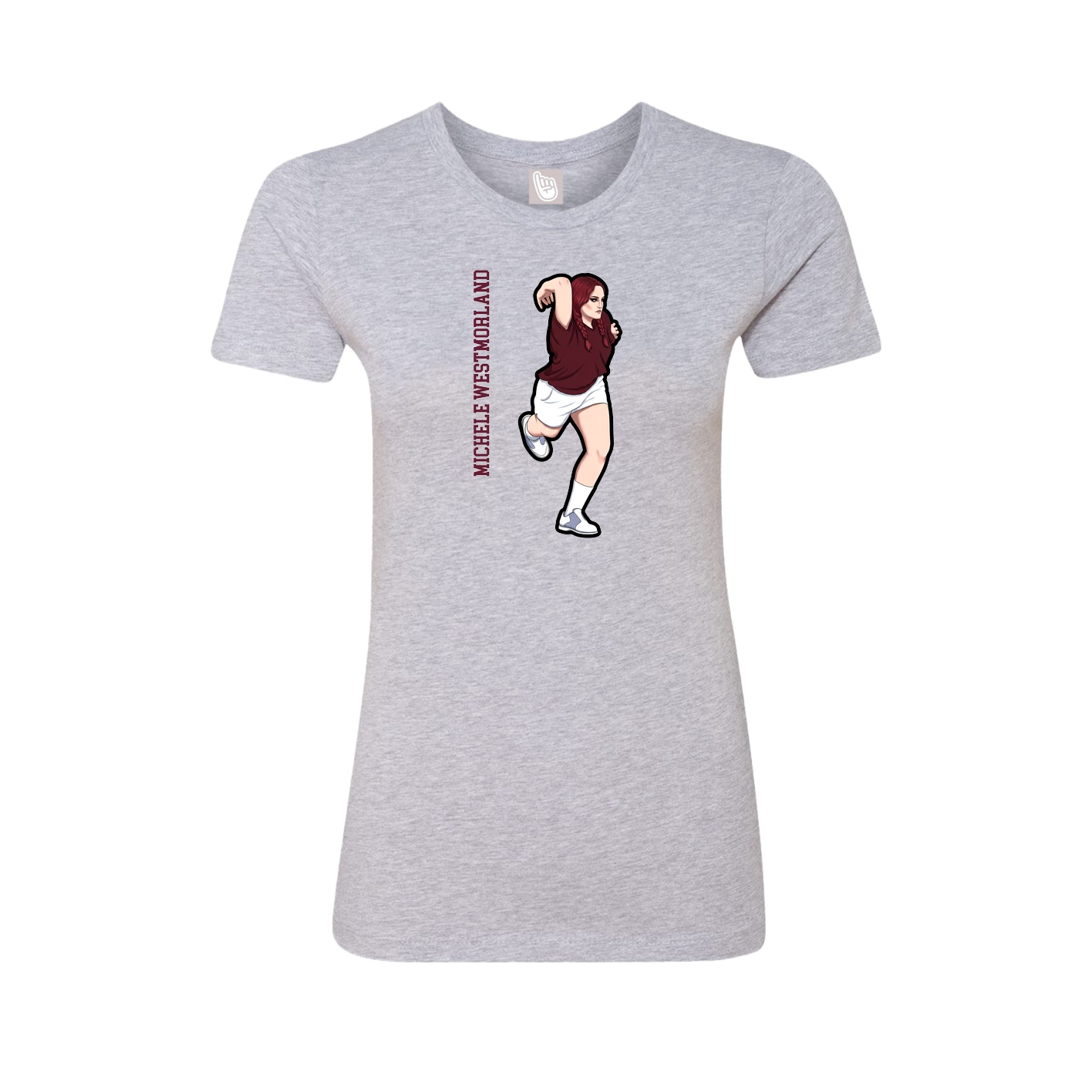 Fitted Women's Tee — Name Vertical in Grey