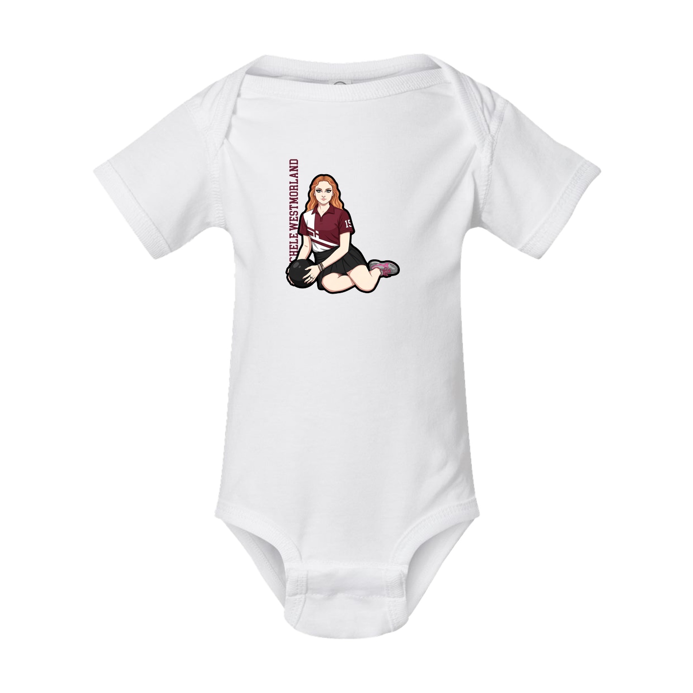 Baby Onesie — Name Vertical in White