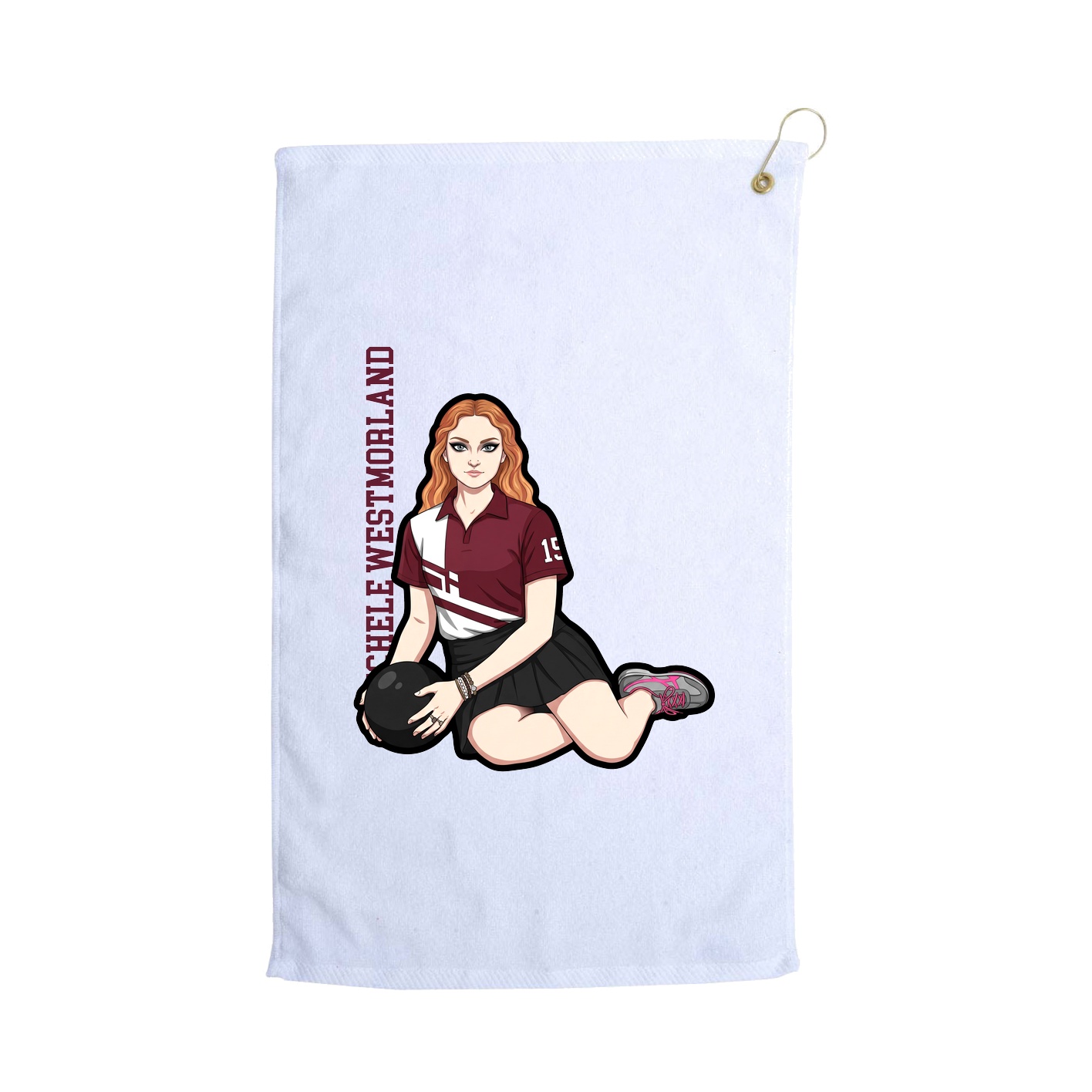 Golf Towel — Name Vertical in White