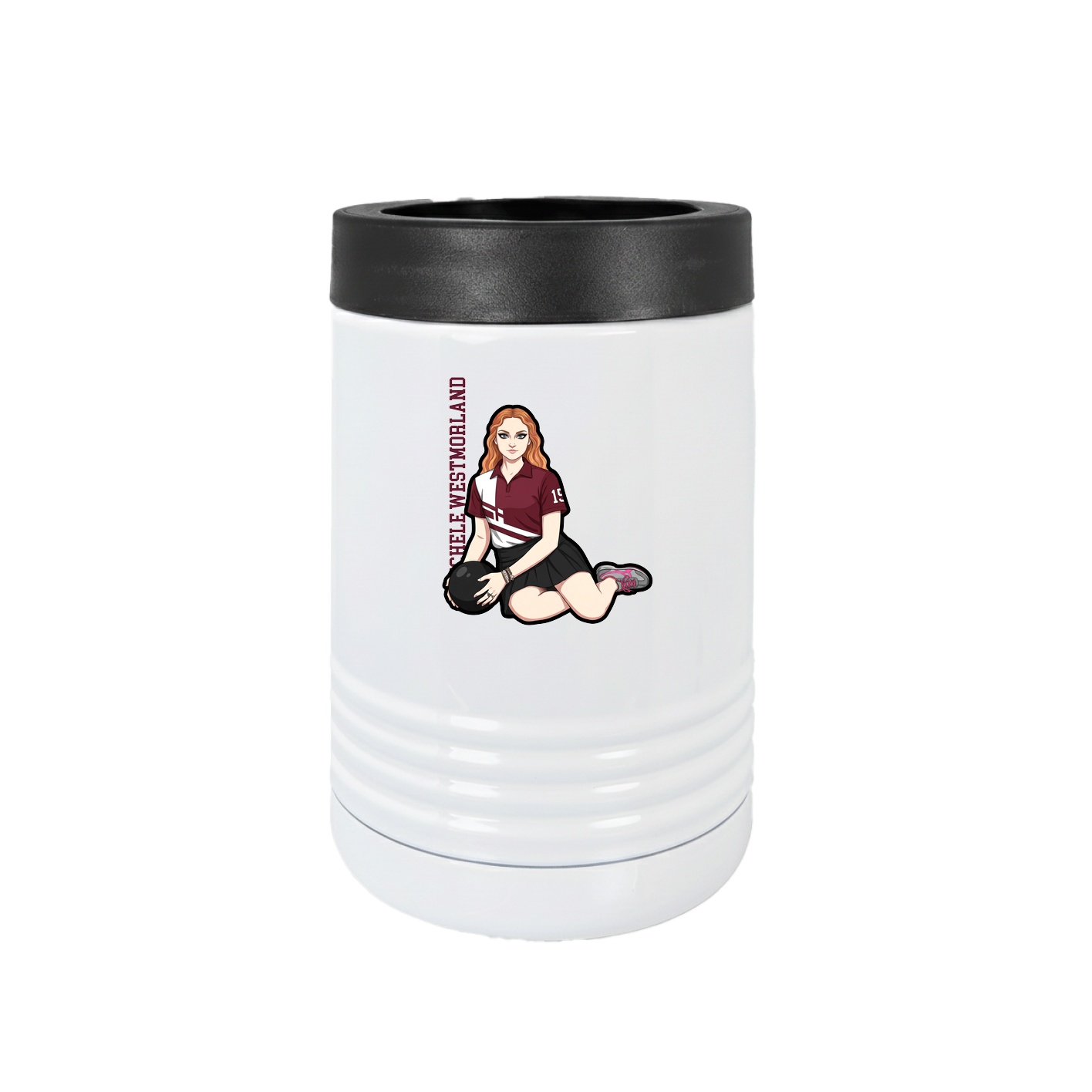 Beverage Holder — Name Vertical in White