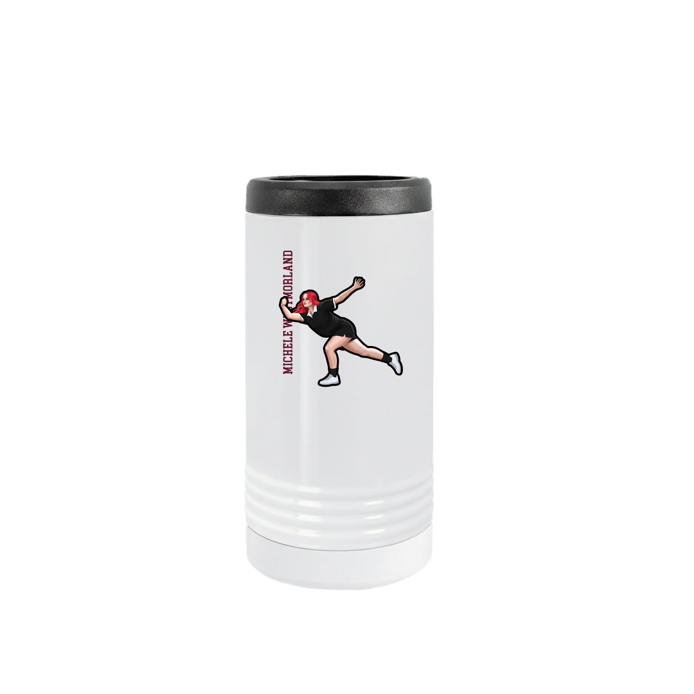 Slim Beverage Holder — Name Vertical in White
