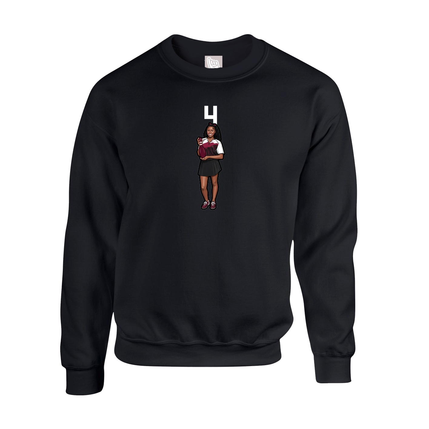 Fleece Crew — Number Top in Black