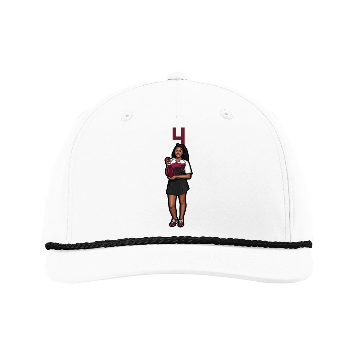 Five-Panel Classic Rope Cap — Number Top in White