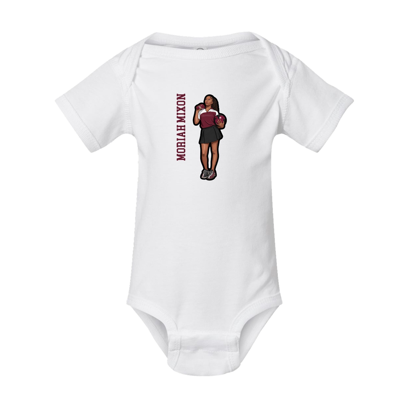 Baby Onesie — Name Vertical in White