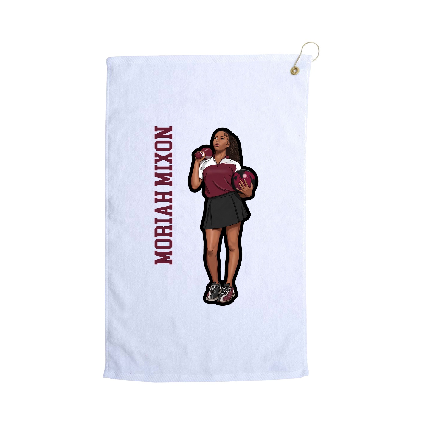 Golf Towel — Name Vertical in White
