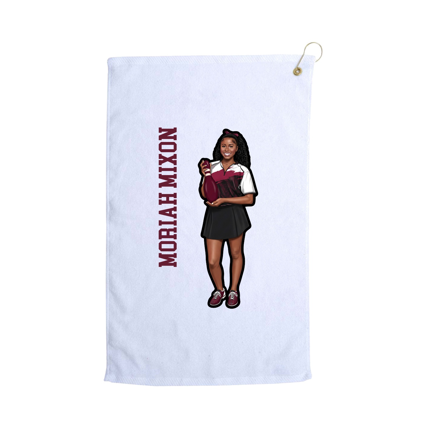 Golf Towel — Name Vertical in White