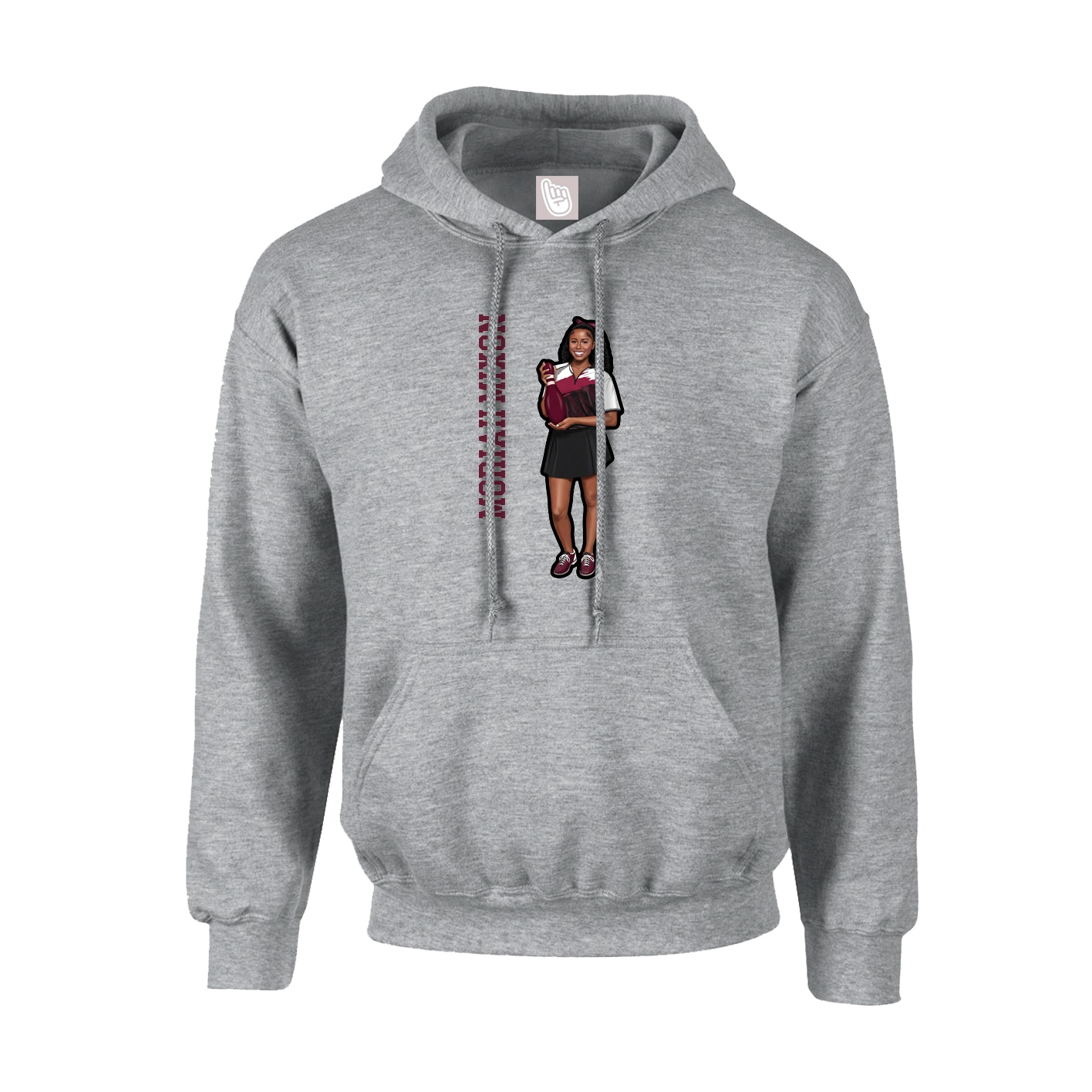 Hoodie — Name Vertical in Grey