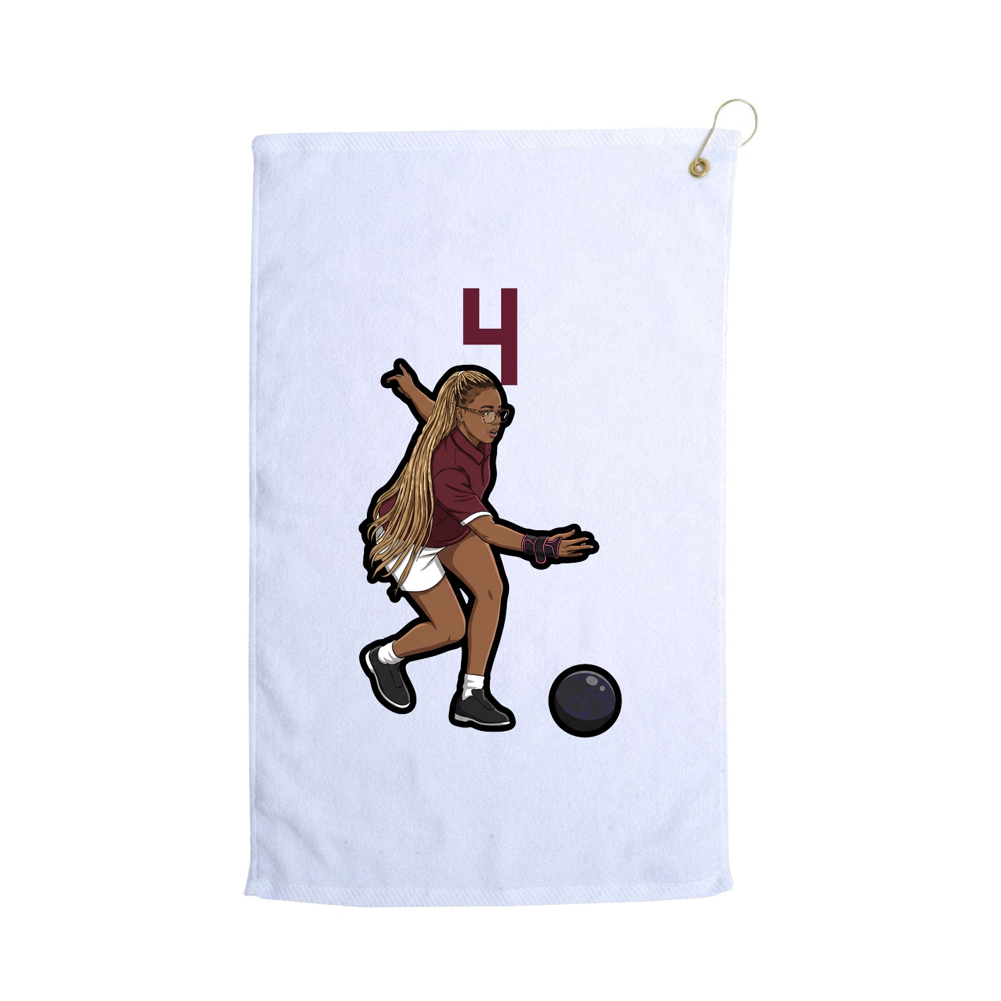Golf Towel — Number Top in White