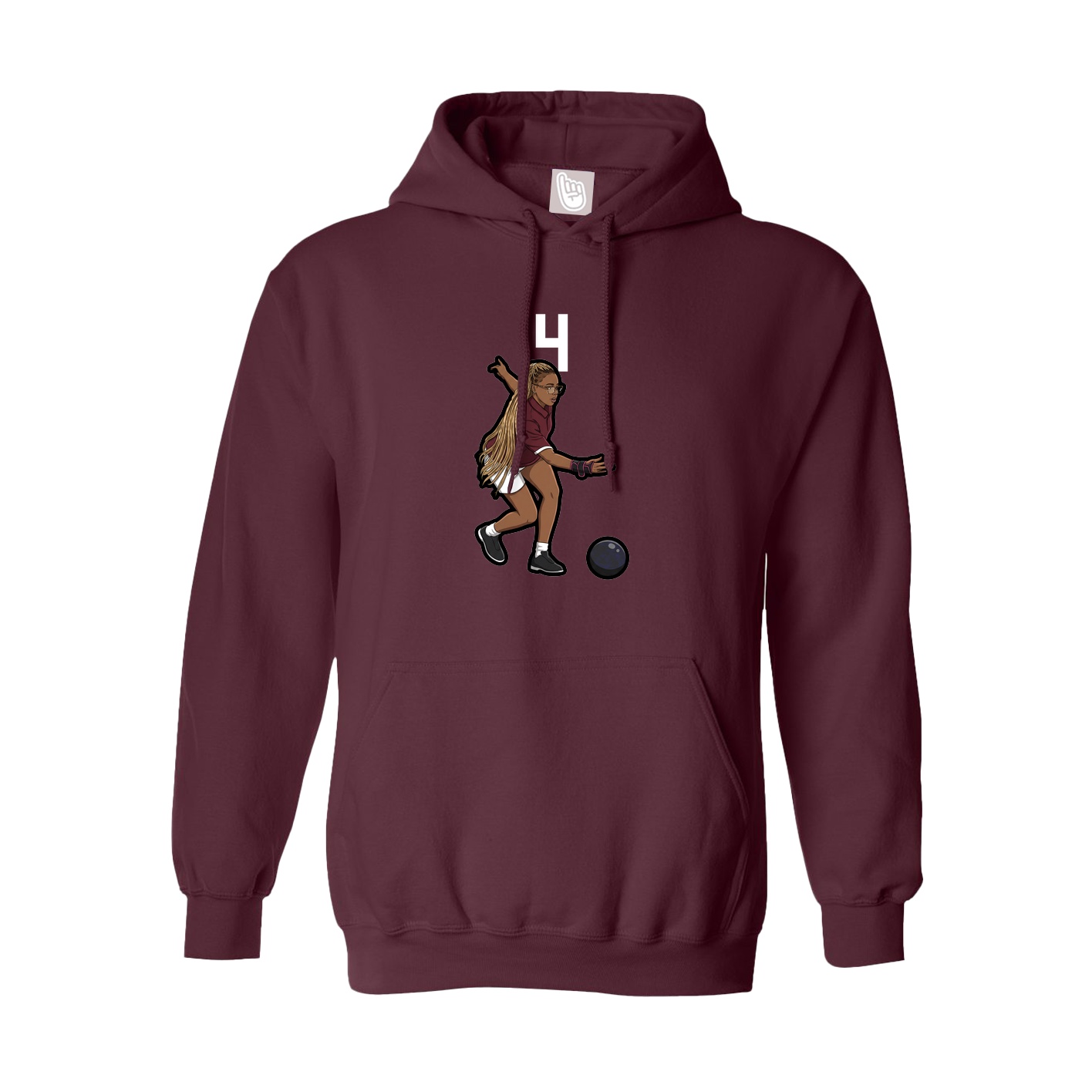 Youth Hoodie — Number Top in Maroon