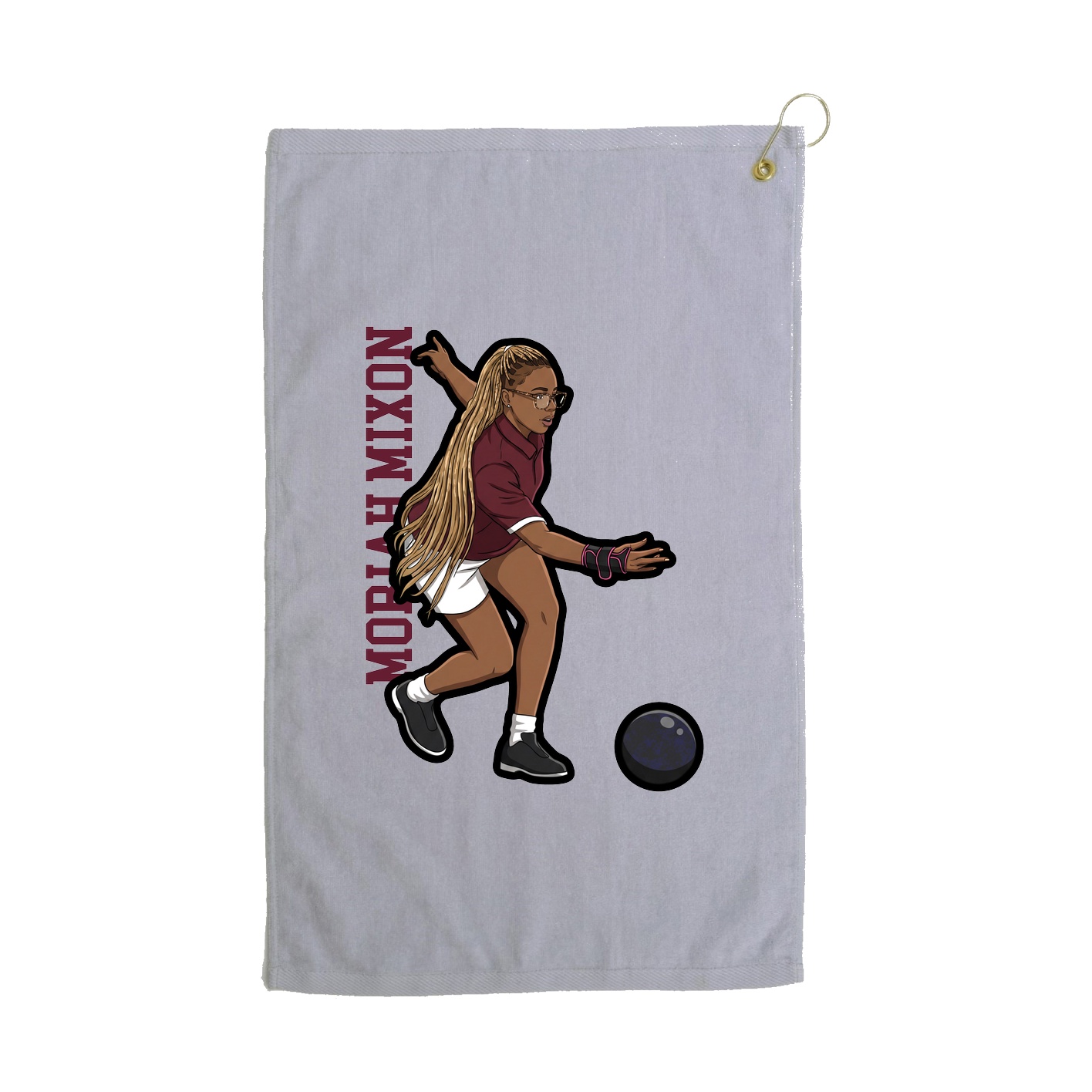 Golf Towel — Name Vertical in Grey