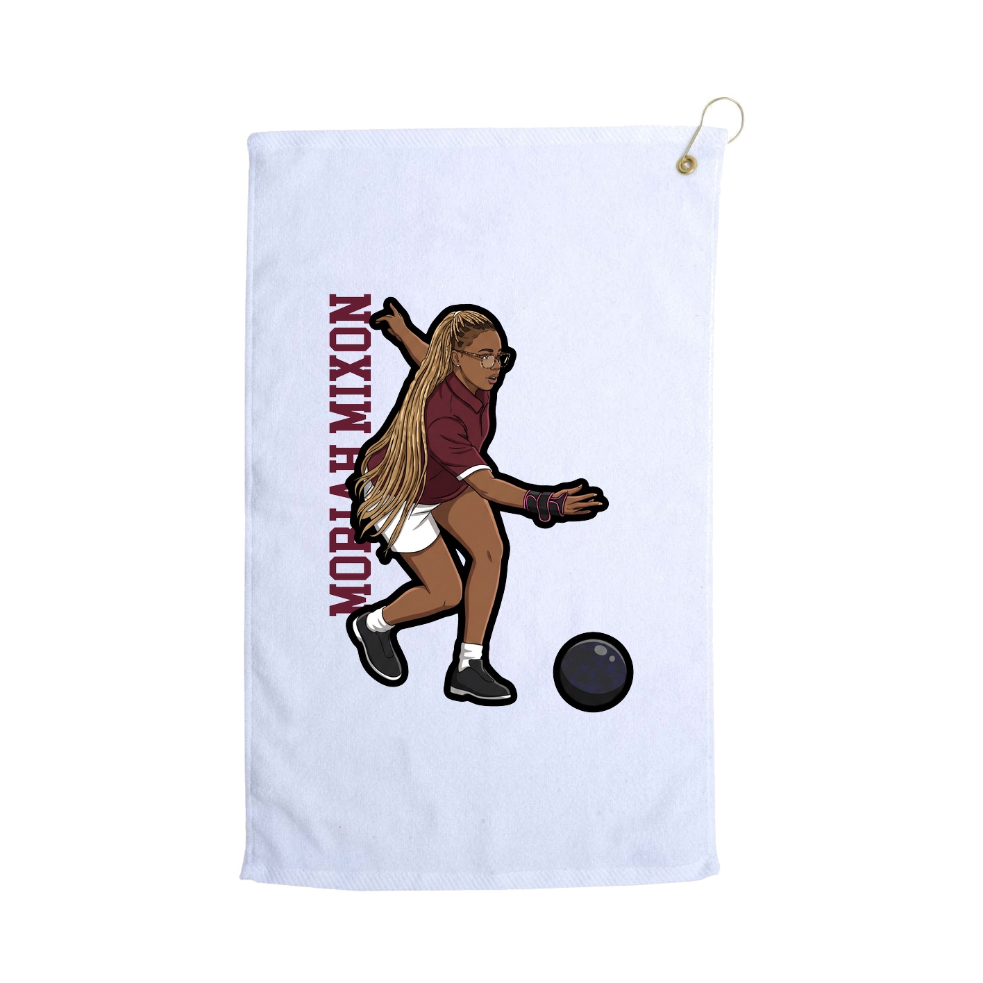 Golf Towel — Name Vertical in White