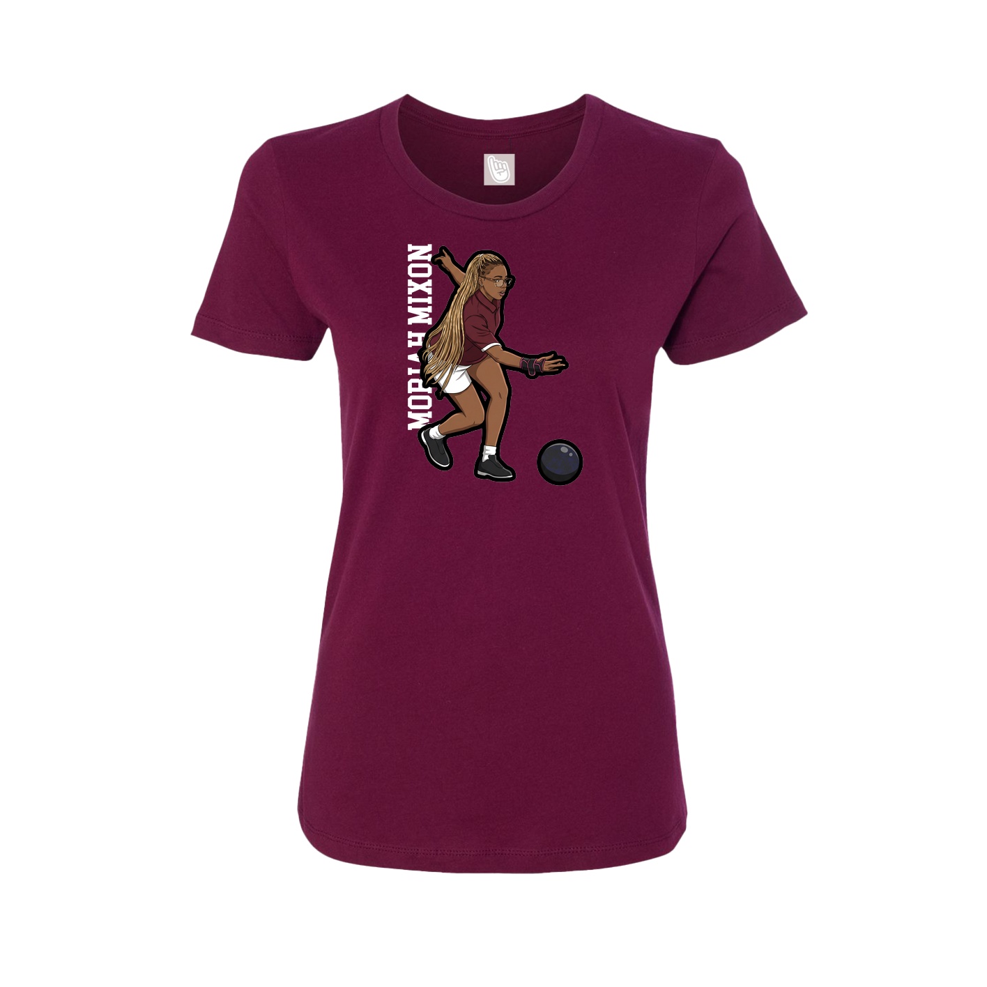 Fitted Women's Tee — Name Vertical in Maroon