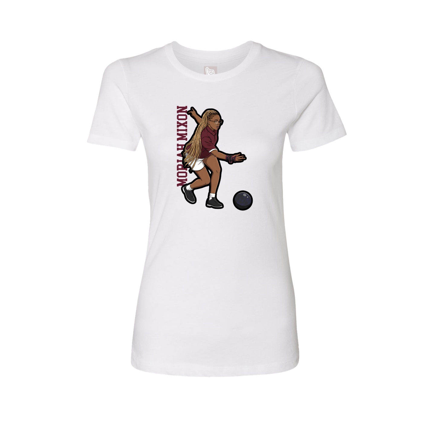 Womens Tee — Name Vertical in White