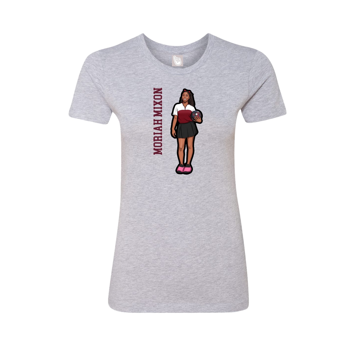 Womens Tee — Name Vertical in Grey