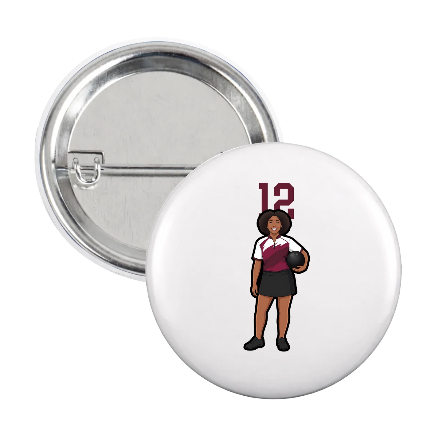Game Day Button — Number Top in White