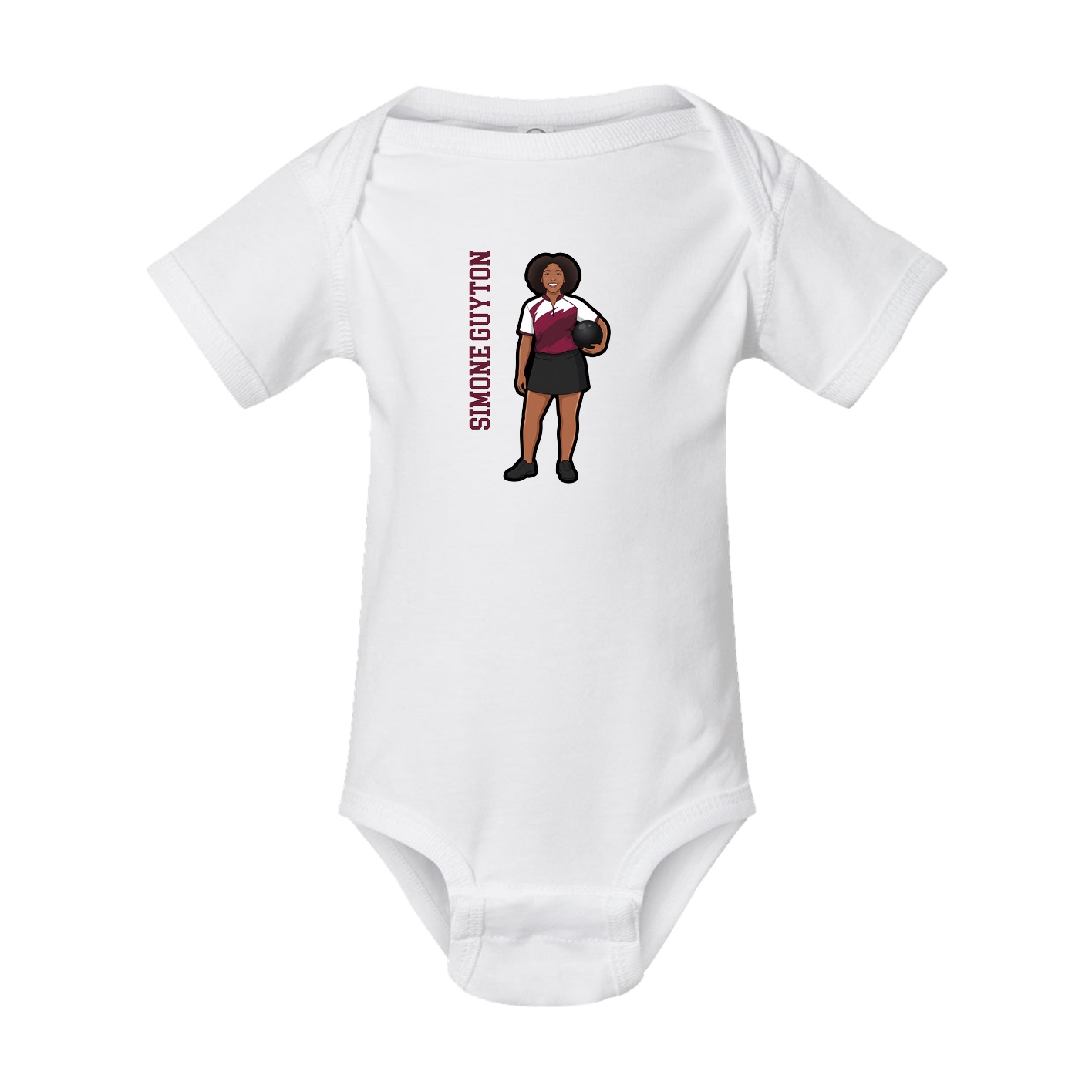 Baby Onesie — Name Vertical in White