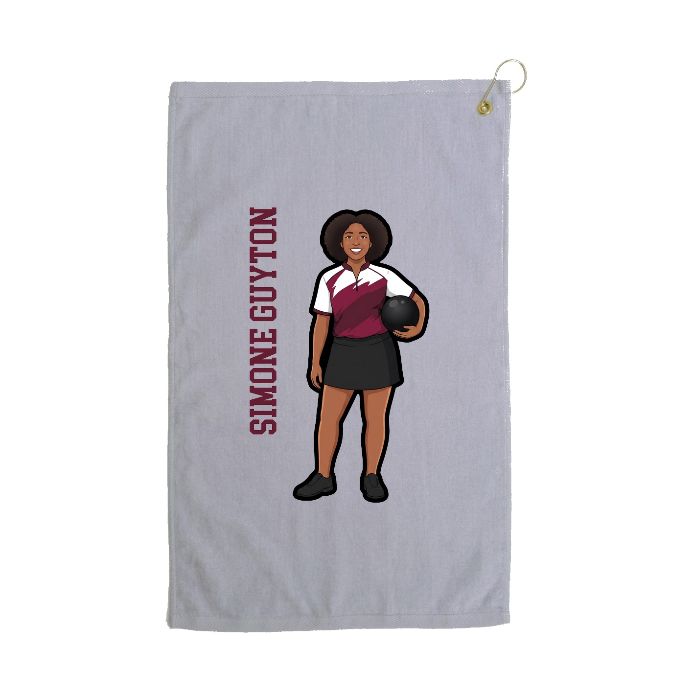 Golf Towel — Name Vertical in Grey