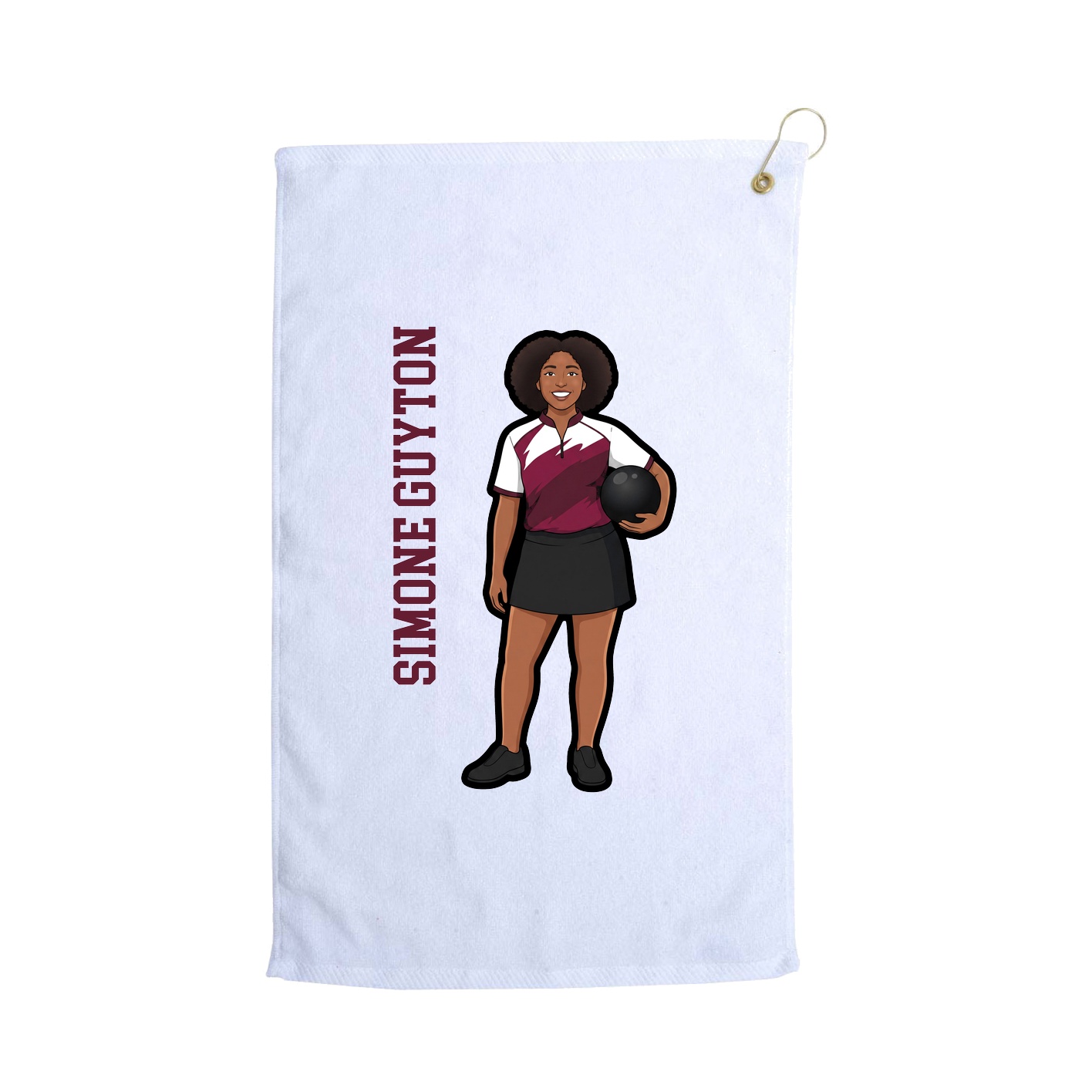 Golf Towel — Name Vertical in White