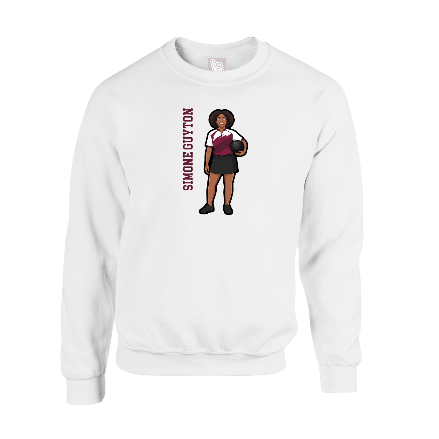 Fleece Crew — Name Vertical in White