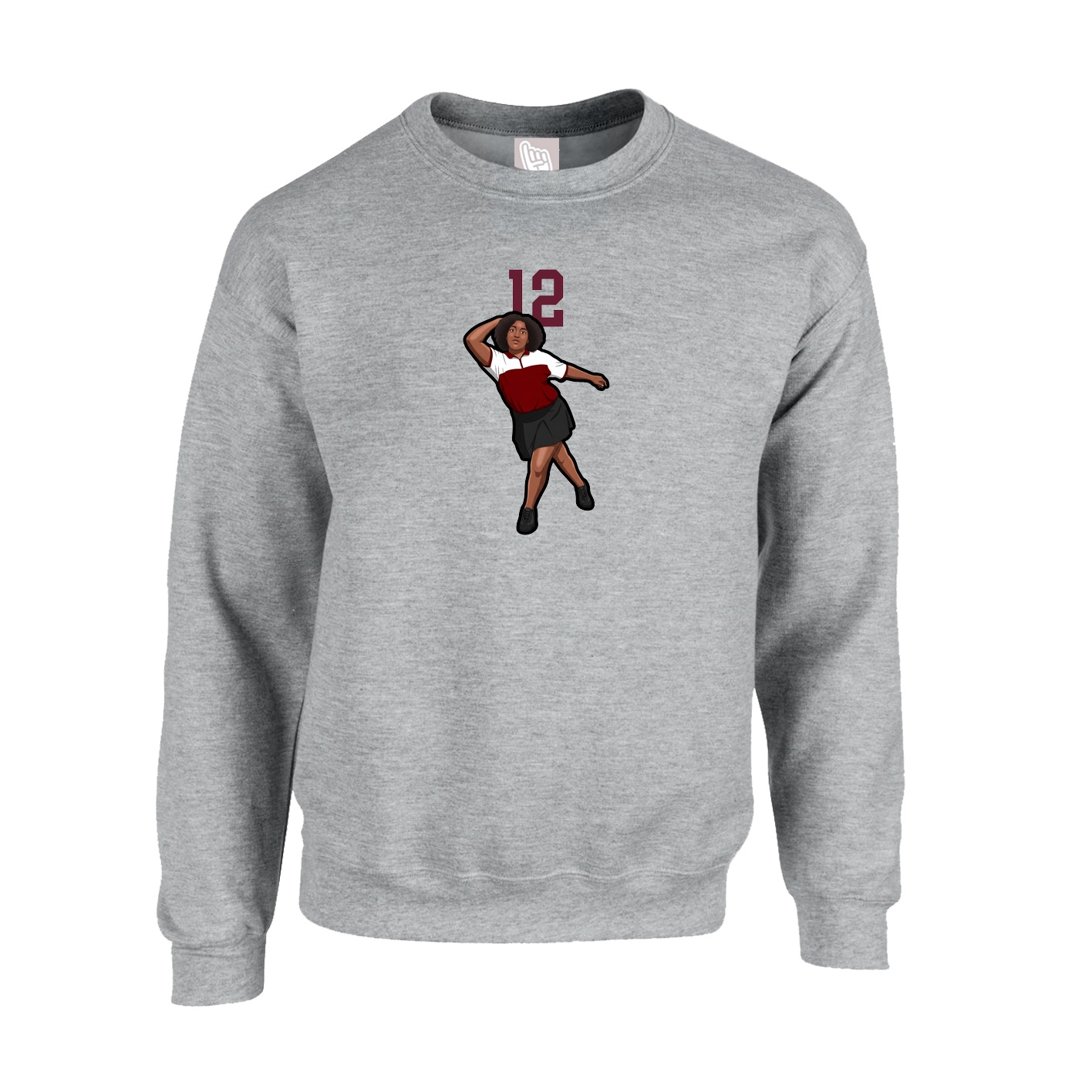 Fleece Crew — Number Top in Grey