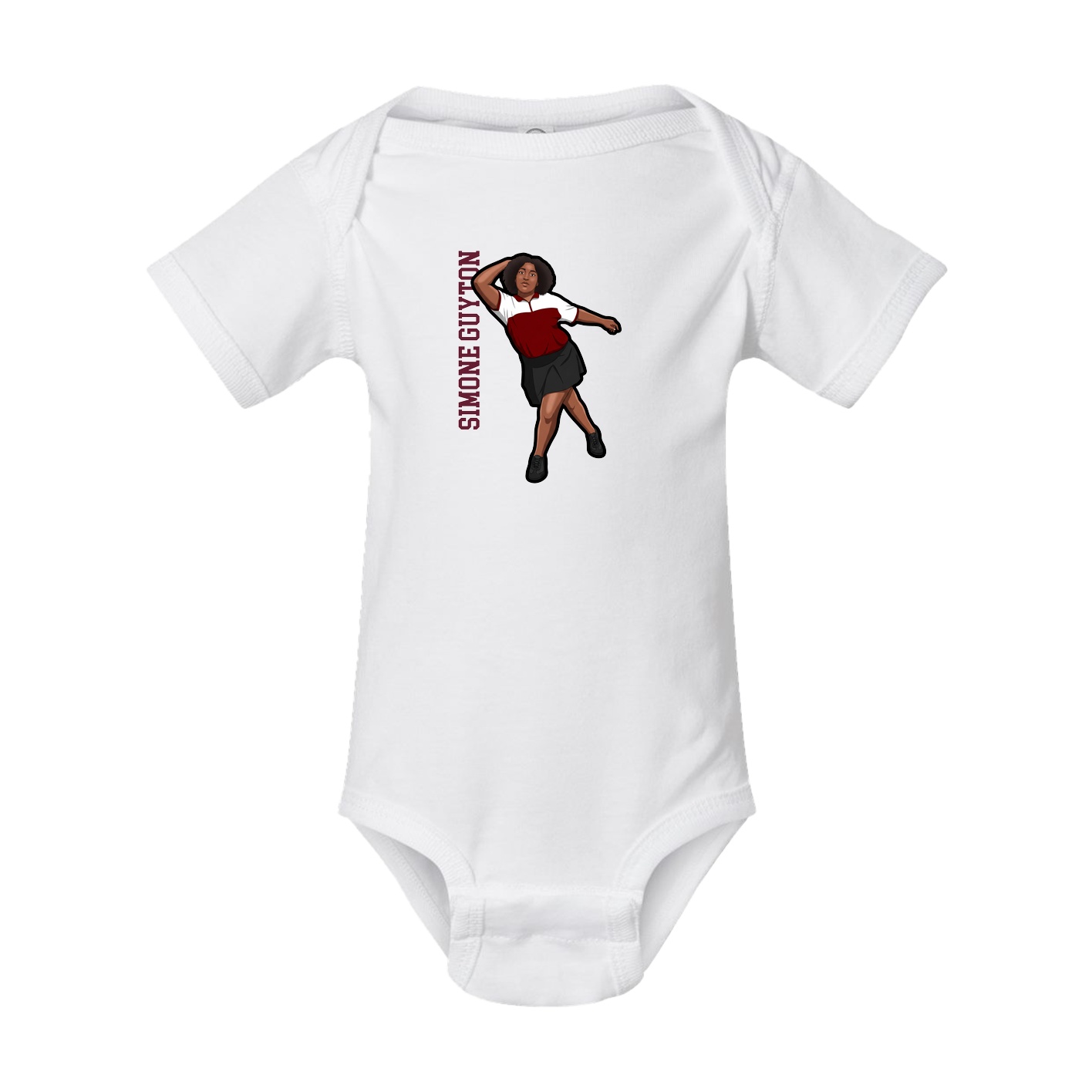 Baby Onesie — Name Vertical in White
