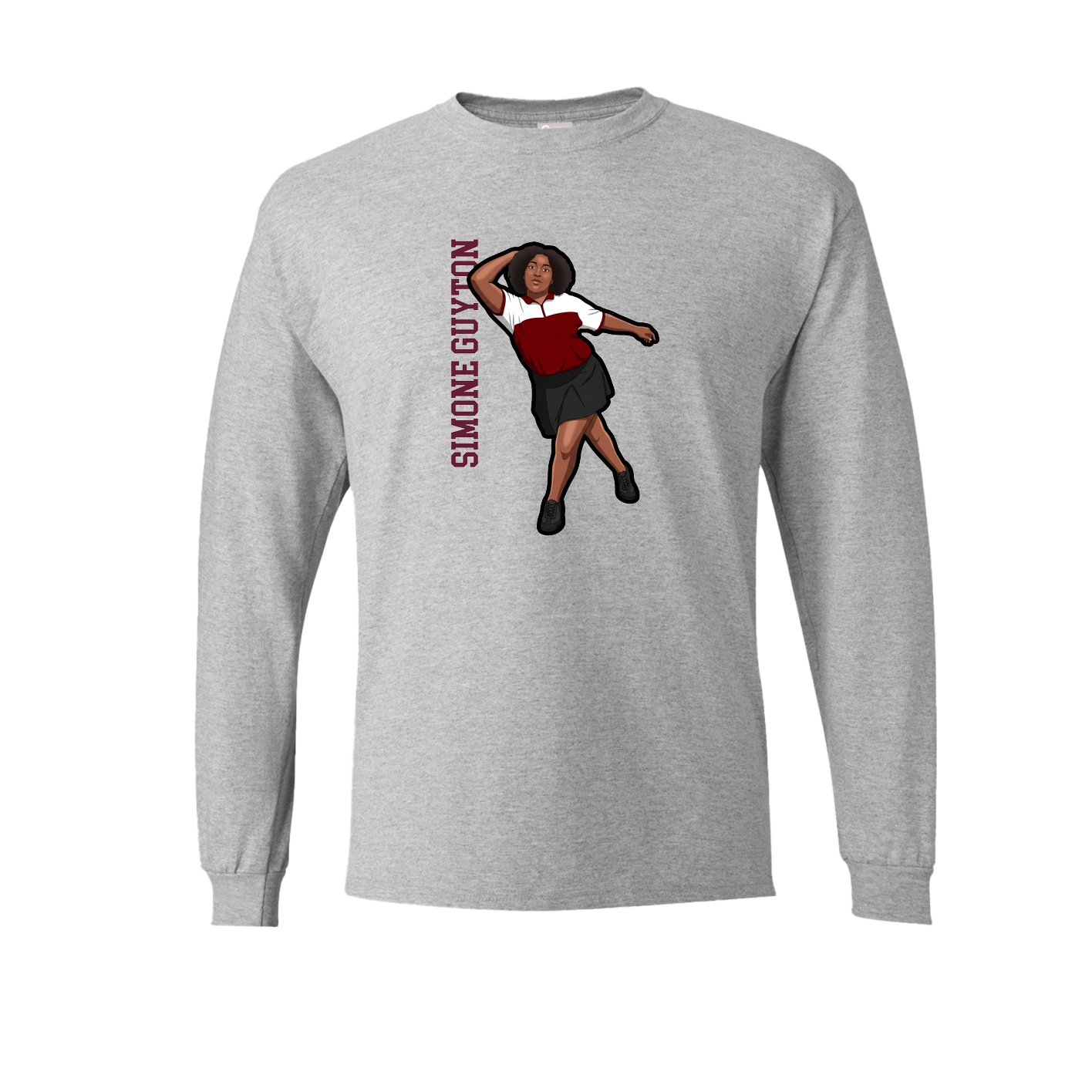 Long Sleeve Tee — Name Vertical in Grey