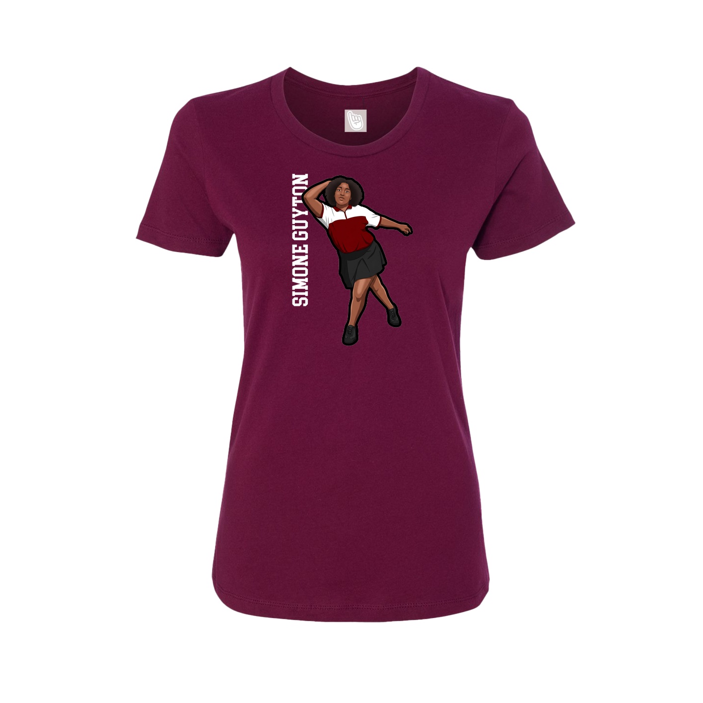 Womens Tee — Name Vertical in Maroon