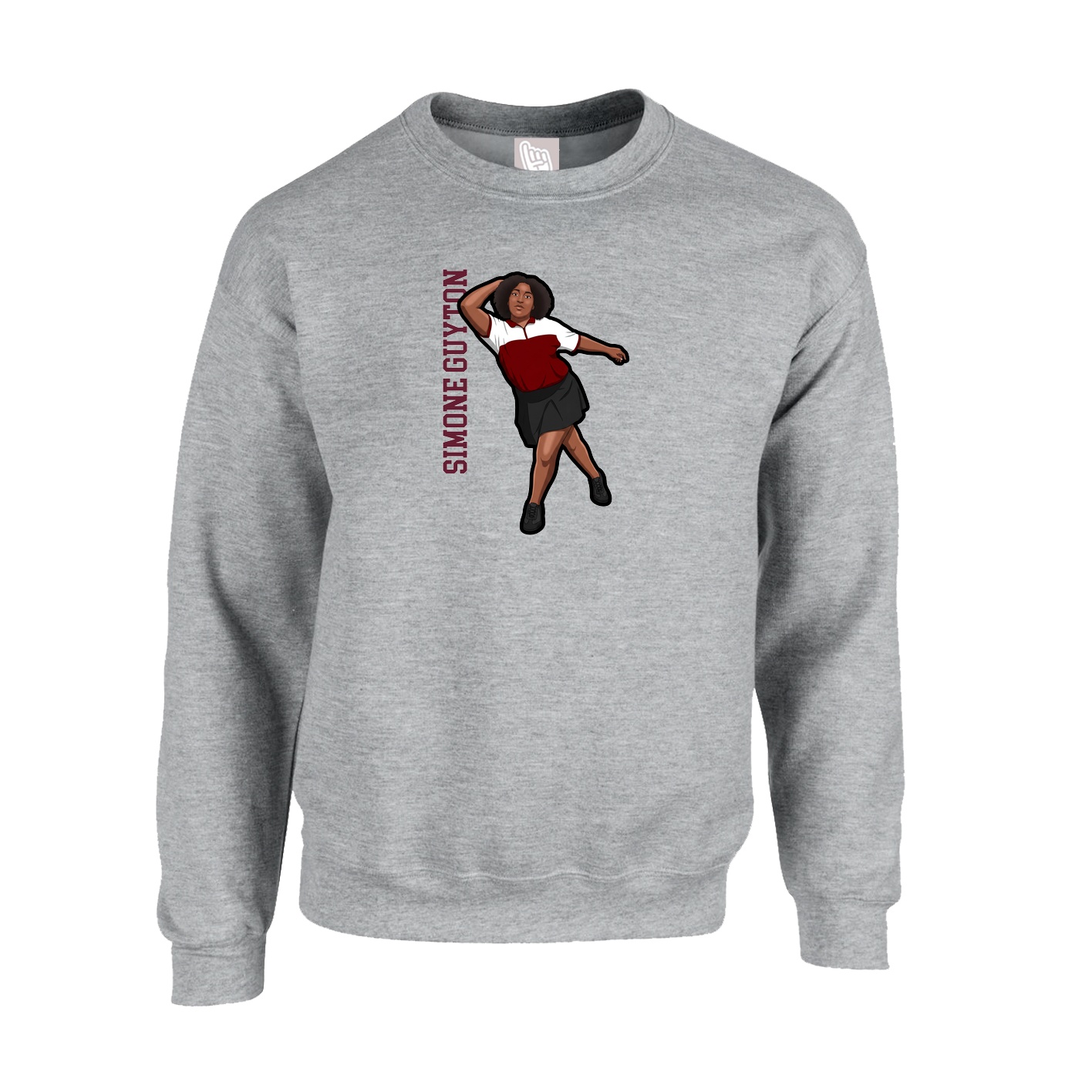 Fleece Crew — Name Vertical in Grey