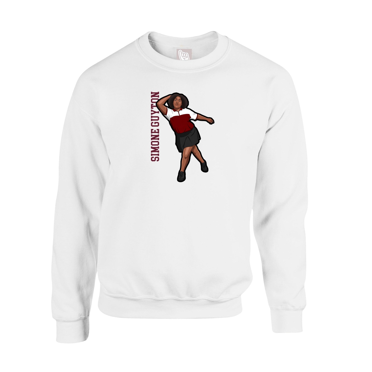 Fleece Crew — Name Vertical in White