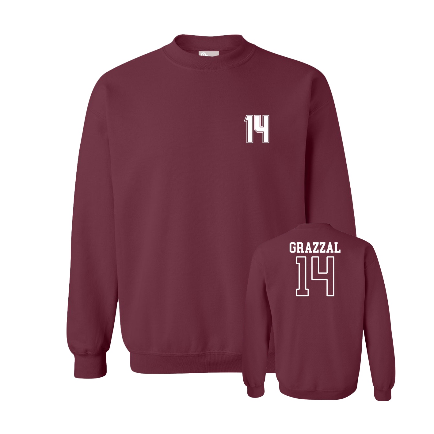 Fleece Crew — Chest Back in Maroon