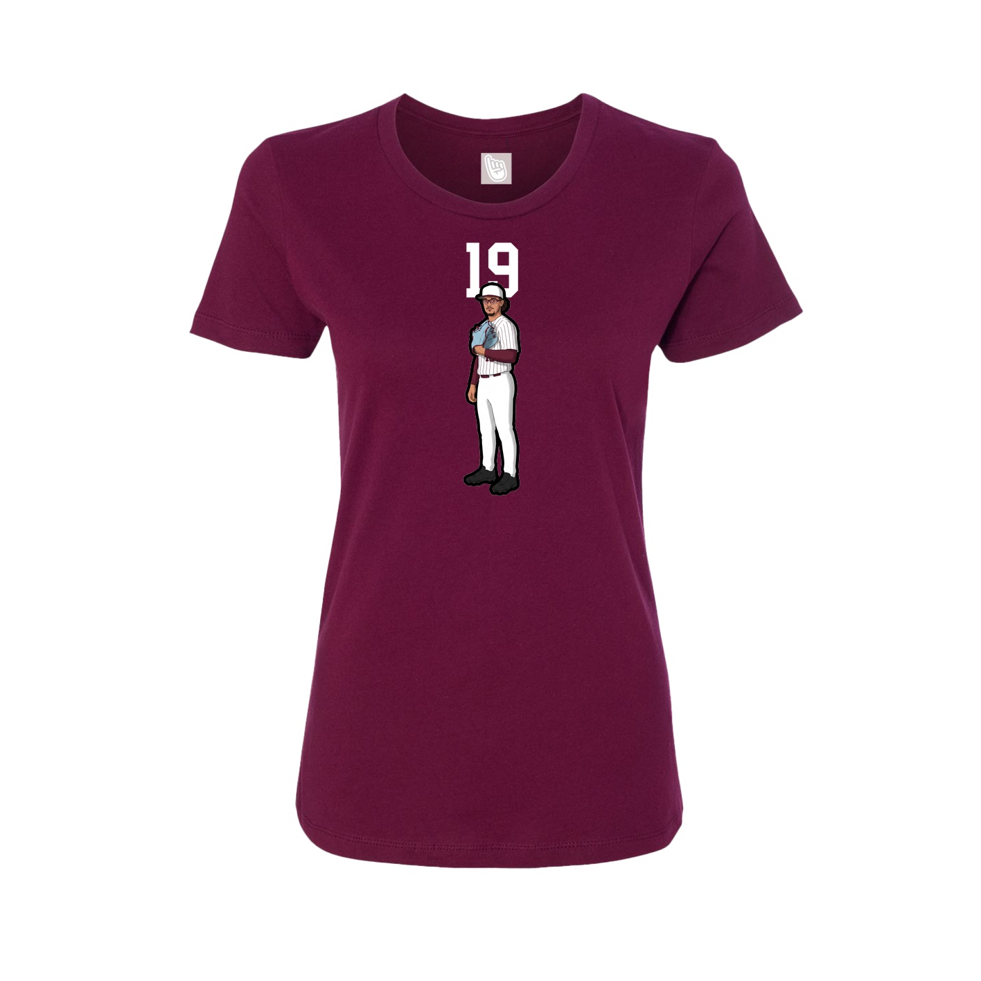 Fitted Women's Tee — Number Top in Maroon