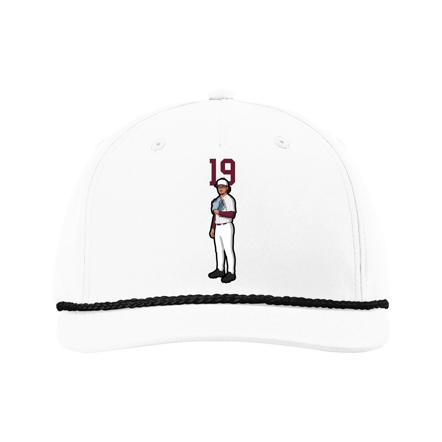 Five-Panel Classic Rope Cap — Number Top in White