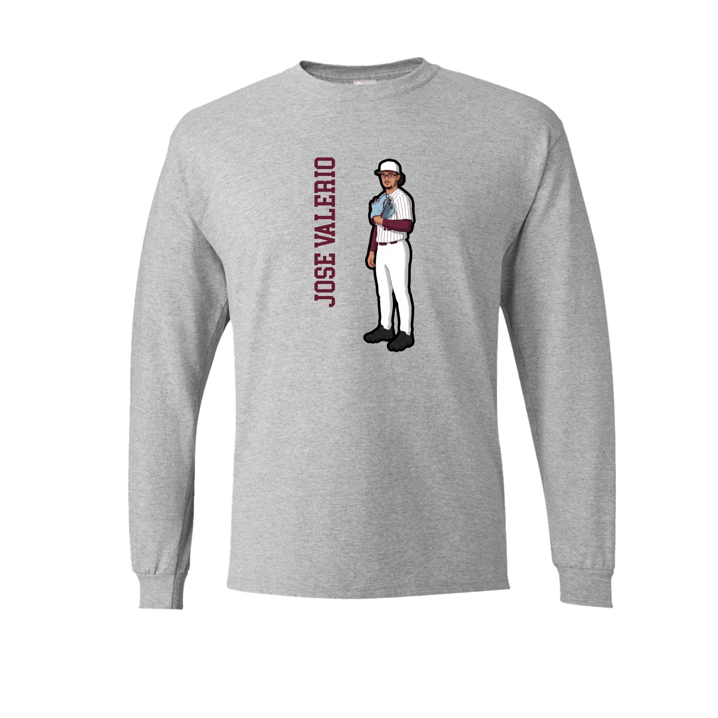 Long Sleeve Tee — Name Vertical in Grey